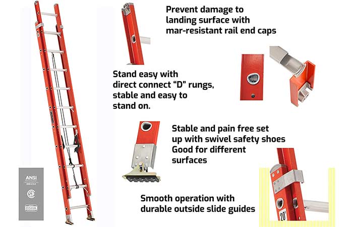 Louisville FE3232 fiberglass extension ladder