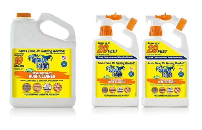 Spray and forget roof cleaner