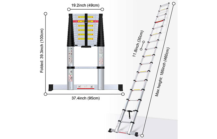 WolfWise Aluminum Telescopic Ladder