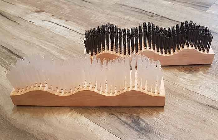 Corrugated roof cleaning brush