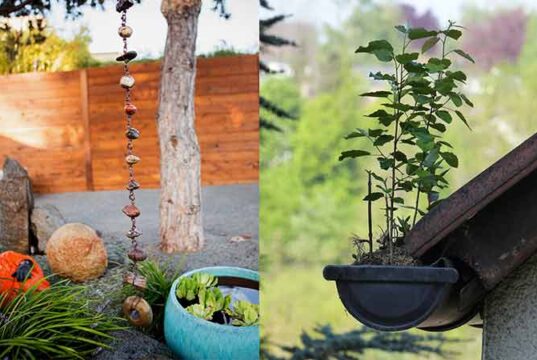 Ways to use rain chains without gutter system